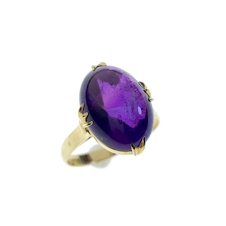 デッドストック品 アメジスト 千本透かし 昭和レトロ リング