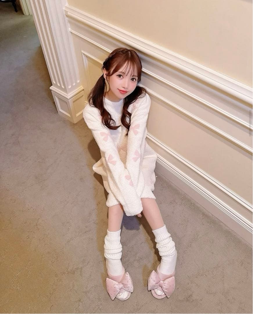 ミシェルマカロンノベルティ リボン柄ルームウェア&リボンスリッパ