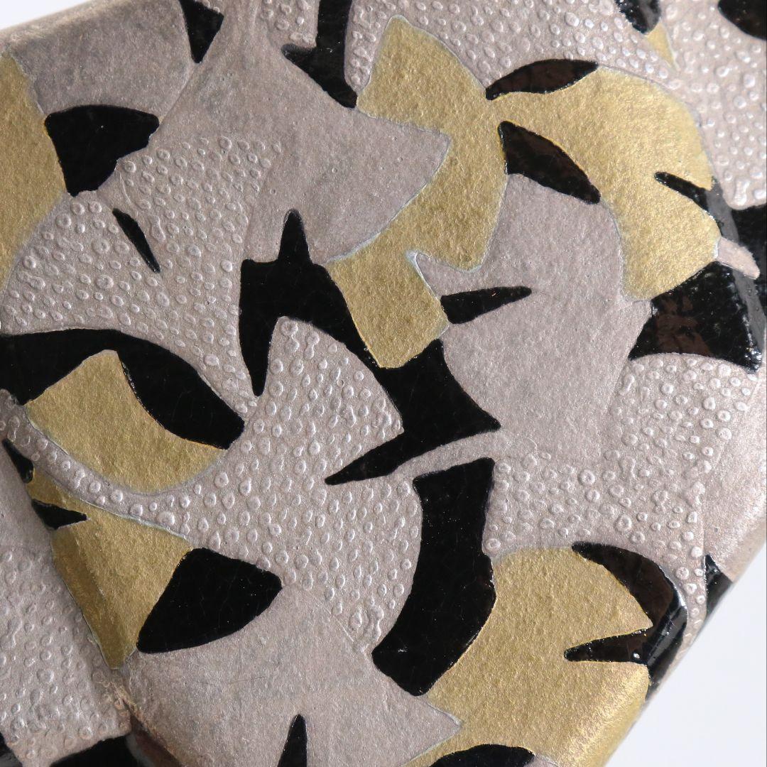 浅野紫仙作 銀杏ちらし 香合 茶道具 共箱　V901