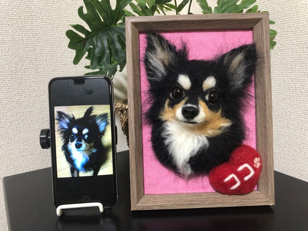 わんこ限定わたわたペットのうちの子プレート羊毛フェルト作品