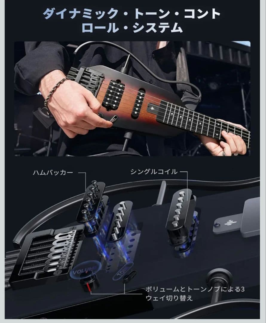 青シャツ　Donner HUSH-X エレキギター