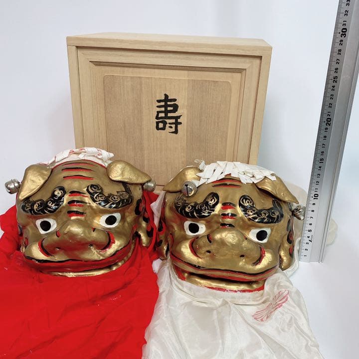 連獅子 獅子頭 紅白 小道具 日本舞踊 獅子舞 手獅子