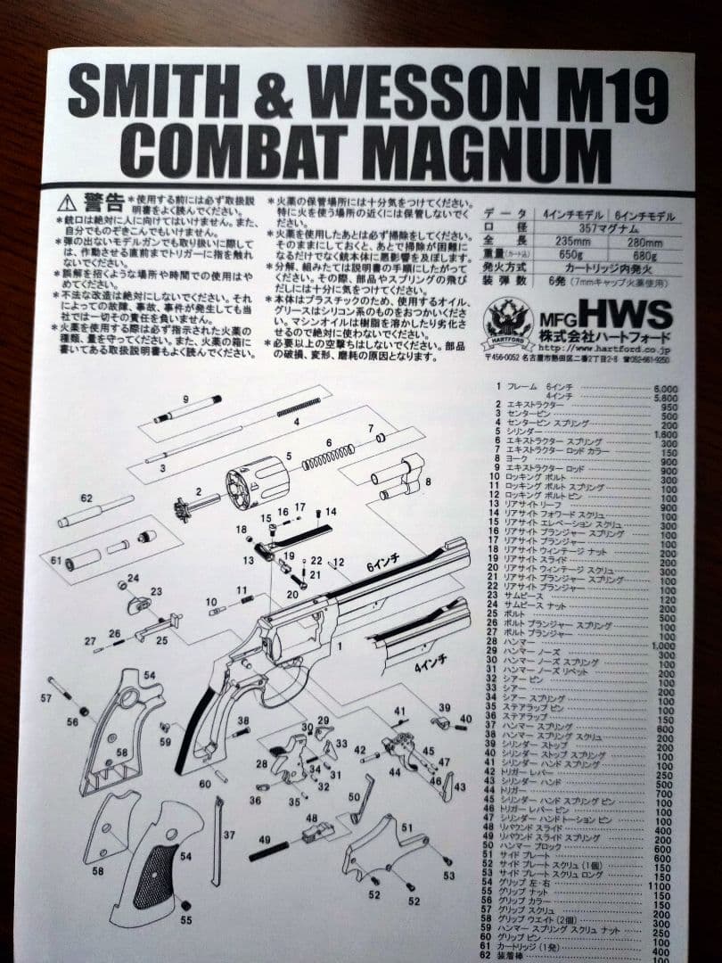 HWS　スマイソン　2.5インチ　HWモデルガン　ジャンク