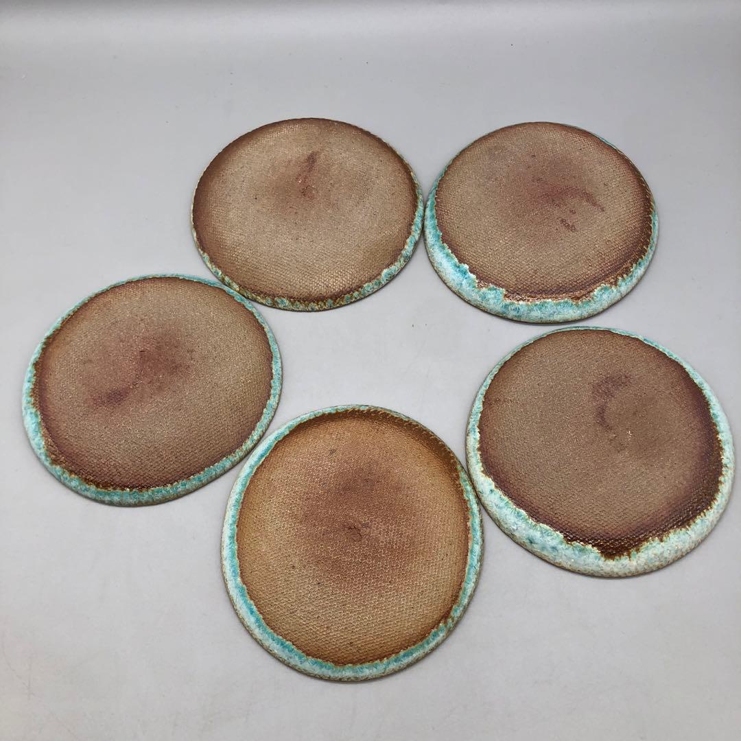 有田焼玉峰窯中尾哲彰銀河釉ブルー瑠璃色釉薬11.5cm布目小皿プレート5