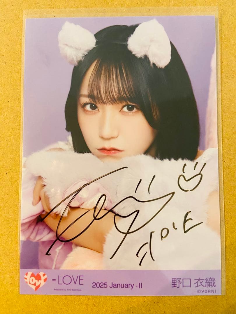 LOVE イコラブ 野口衣織 生写真 7周年コンサート衣装 猫衣装 直筆 ヨリ