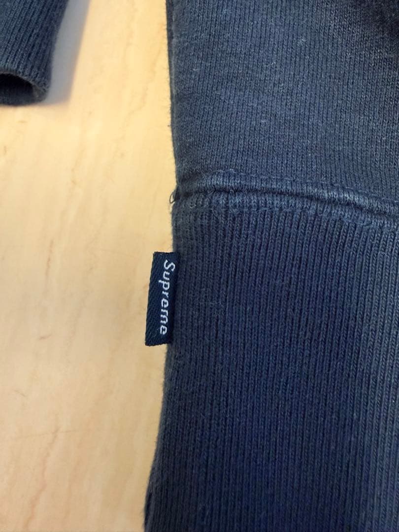 Supreme サテン アップリケ フーディ パーカー M ネイビー