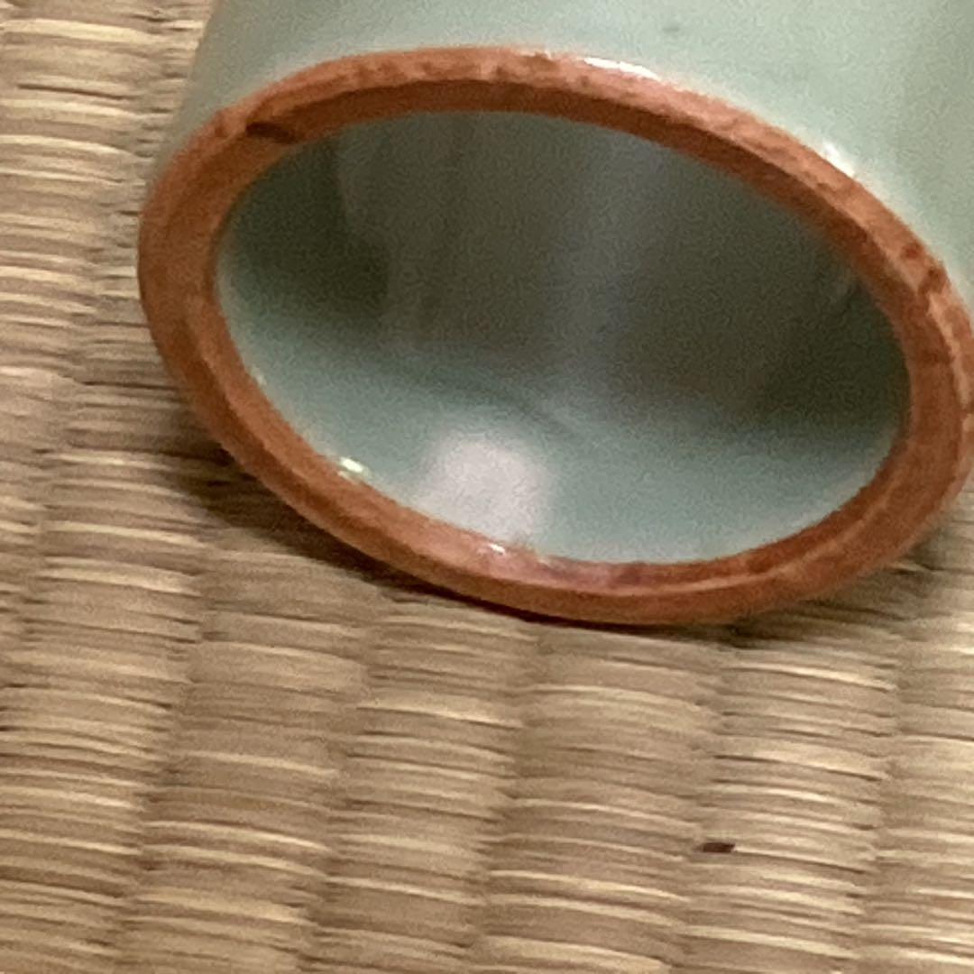 茶道具　青磁竹節蓋置　清風与平