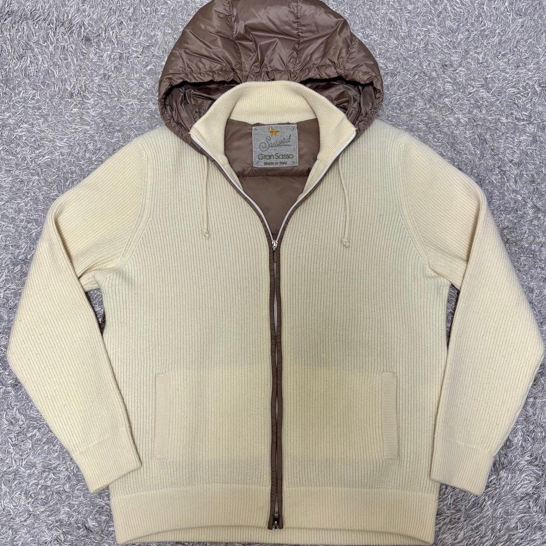 【美品54サイズ】グランサッソ ニット 切替 ダウンジャケット イタリア製