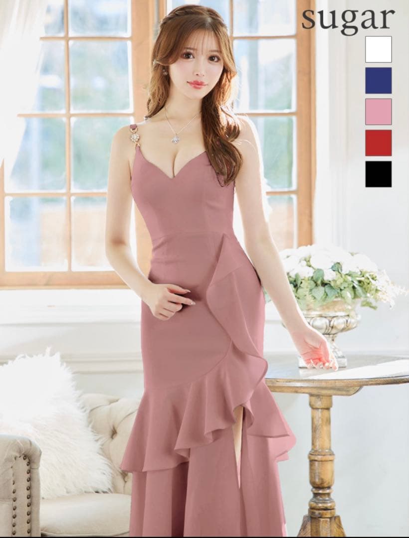 andy ダスティピンク フリルドレス