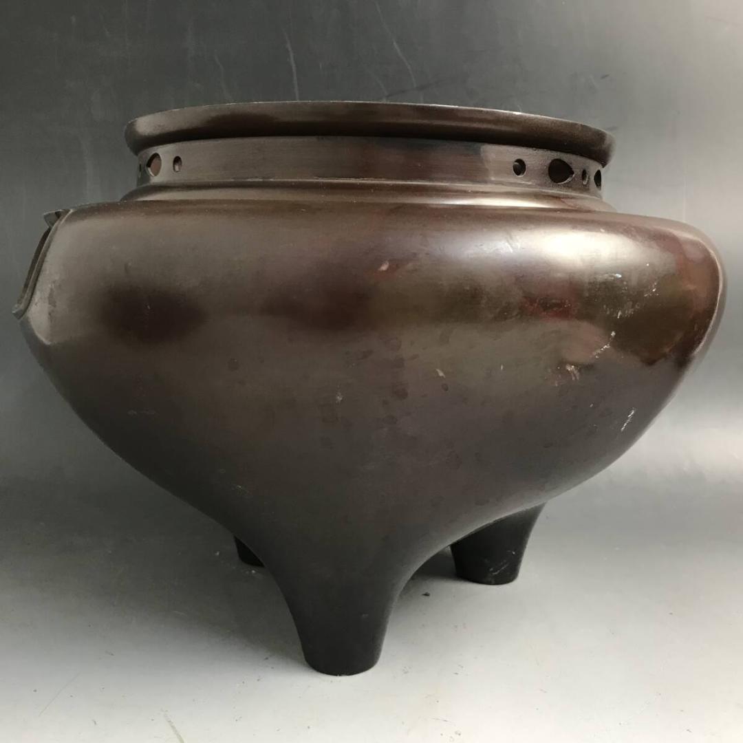 鬼面風炉 風炉師/市ノ瀬宗定 唐銅 鉄釜/銘無し 朝鮮風炉釜