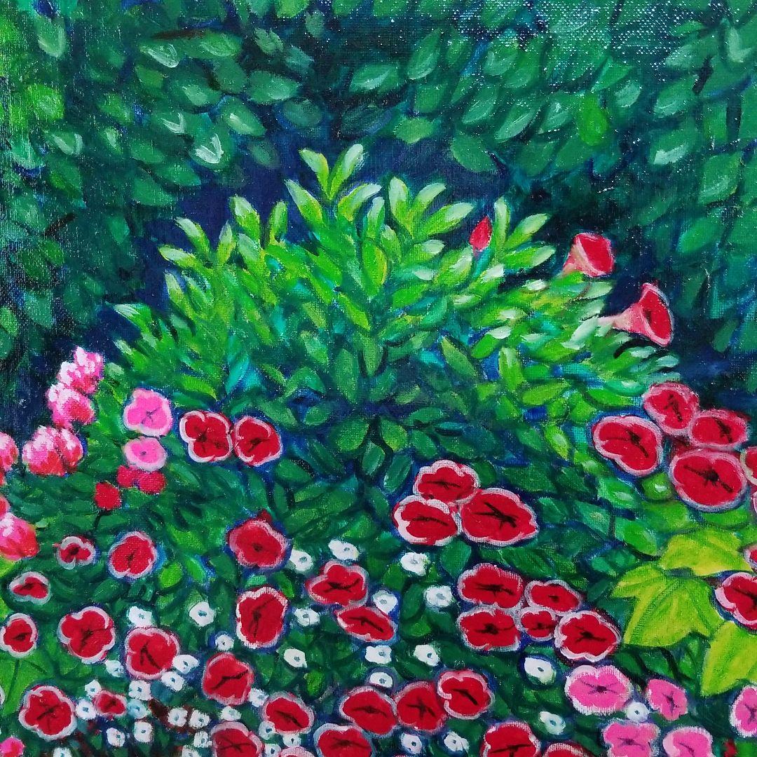 油絵 専用 ペチュニアが咲く寄せ植え 大キャンバス