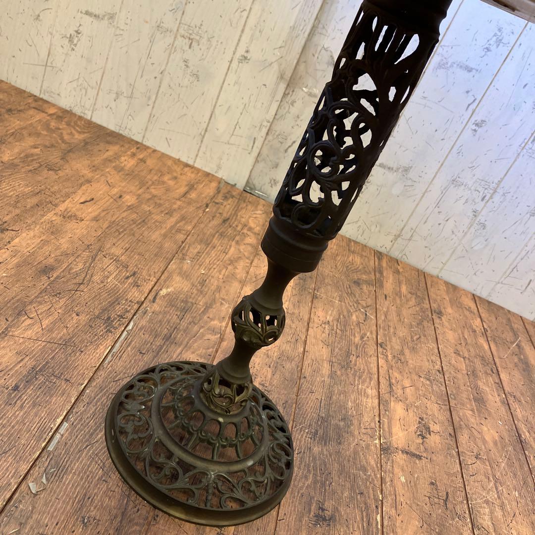 アンティーク 真鍮カフェテーブル サイドテーブル 花台 大理石