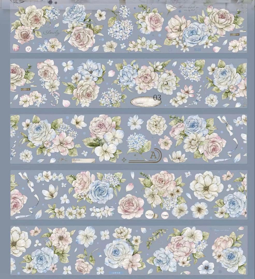 小白家文創《甜梦蓝》海外マスキングテープ　マステ 【2523】