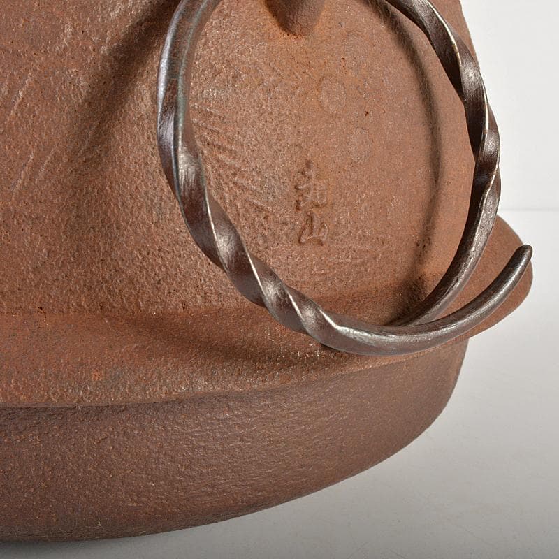 茶道具　嘉山工房　横倉嘉山作　銀摘　山吹文真形釜　替蓋付　共箱　M　R6727B