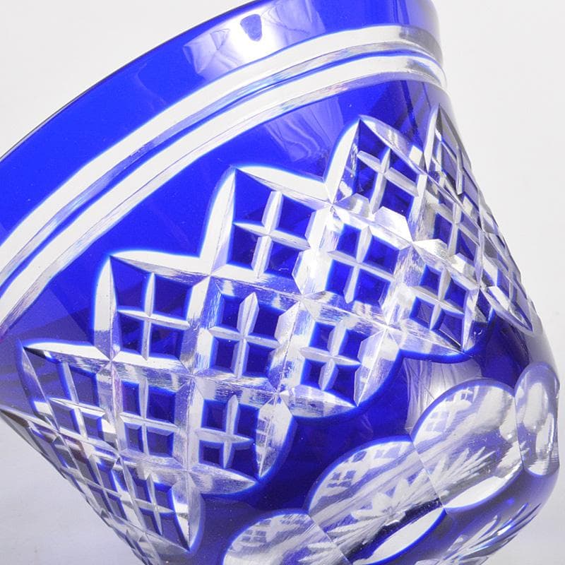 正人作 クリスタルガラス 切子 酒盃 共箱 N 6284