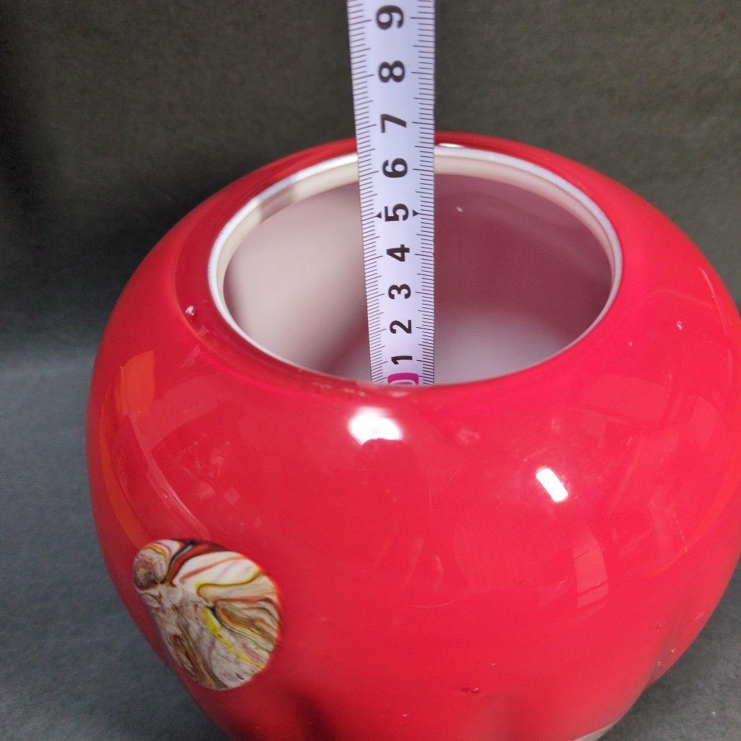 赤いマーブル模様のガラス花瓶 レッド Vintage red marble glass