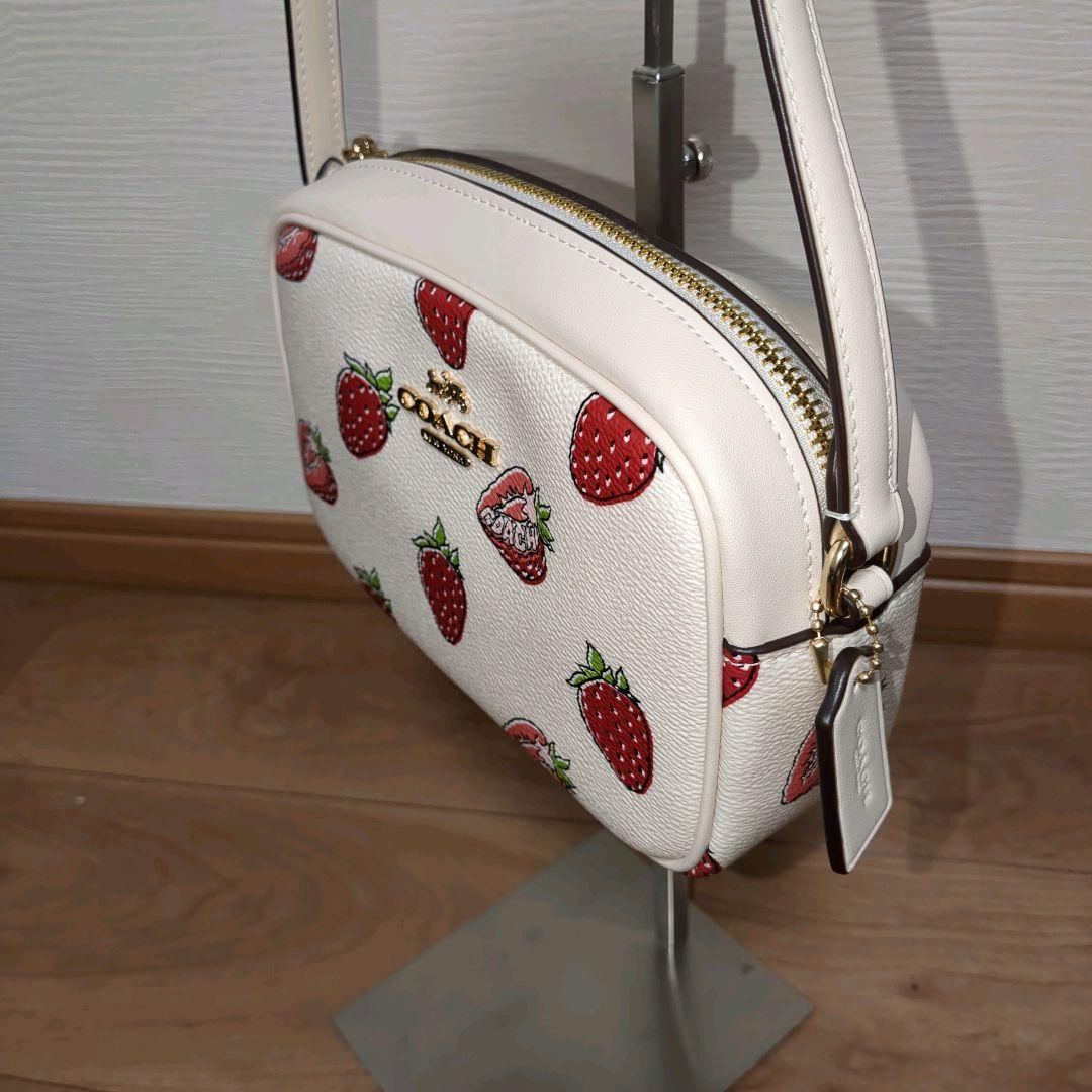 【極美品】COACH イチゴ柄 CBA80 ミニ ジェイミーショルダーバッグ