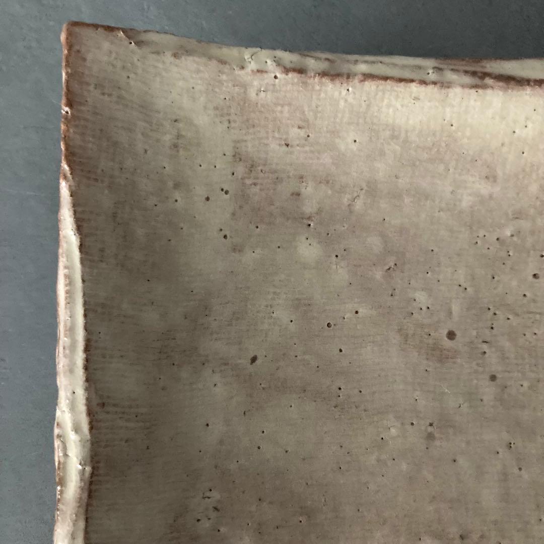 萩焼 梅田陶楽 皿 平皿 ベージュ 8cm×8.5cm×3cm