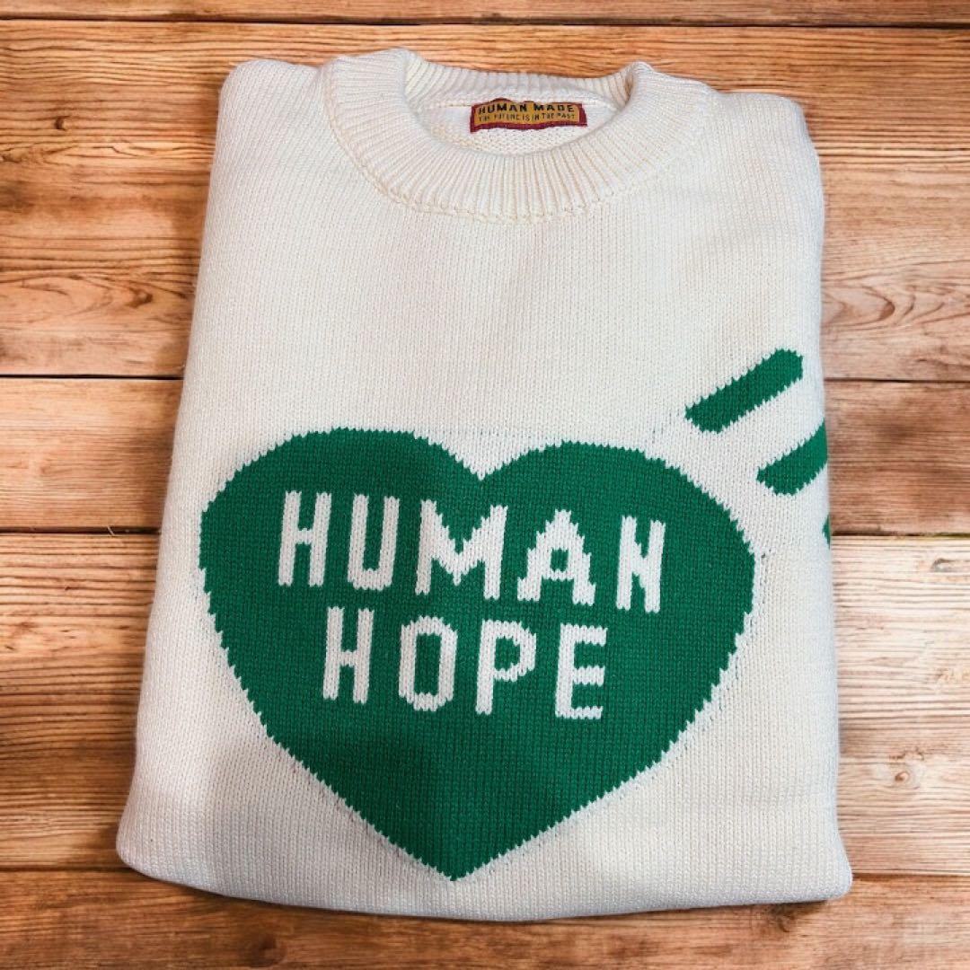 HUMAN HOPE HEART KNIT SWEATER XL - メルカリ