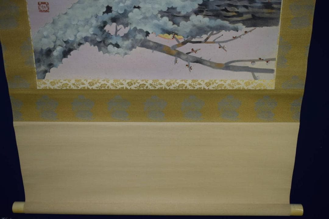 真作/戸田北遥/戸田真次郎/白梅図/桐共箱付/布袋屋掛軸HH-475