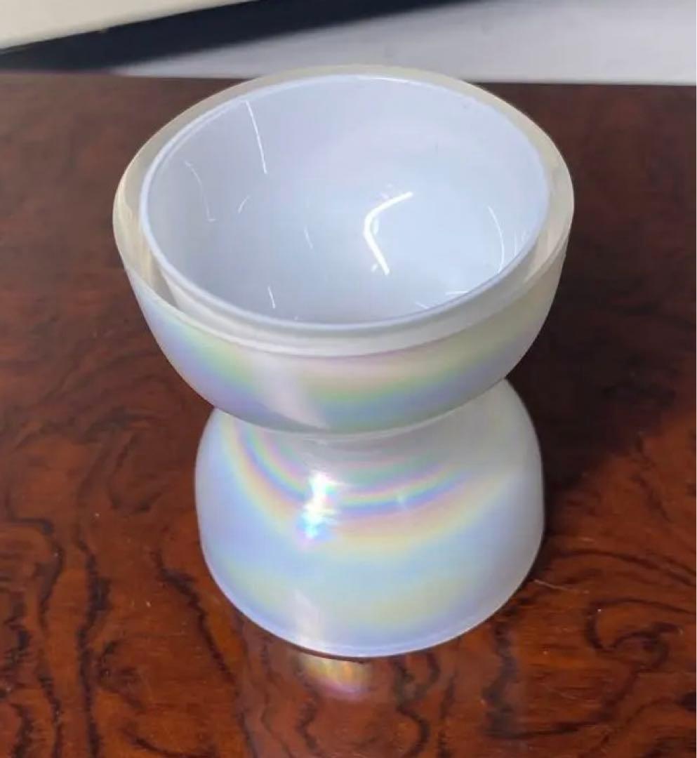 【茶道具】上野良樹造　ガラス蓋置　陶象造　花鳥画蓋置セット