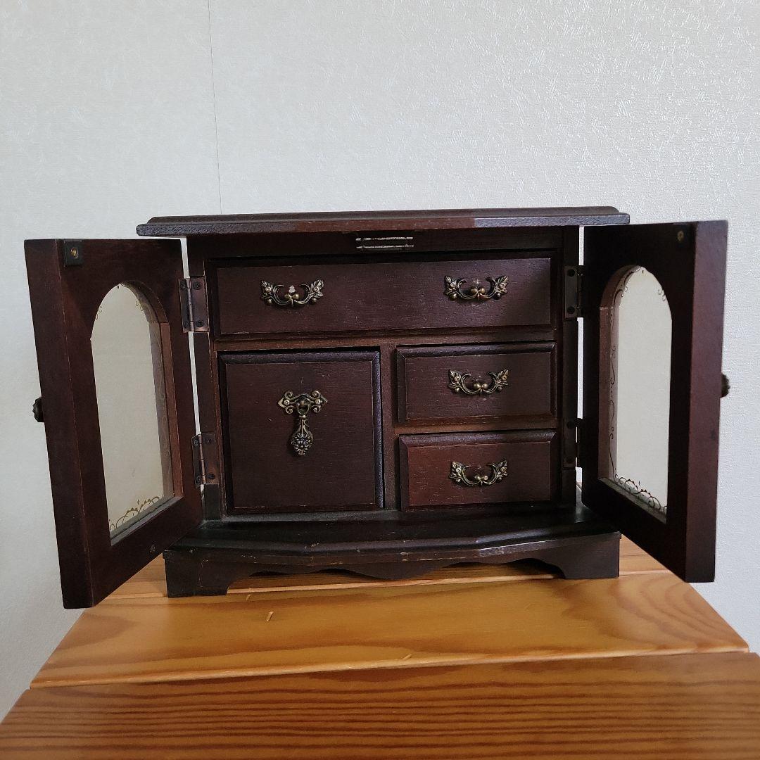 昭和レトロ アンティーク ジュエリーボックス 木製 オルゴール付き