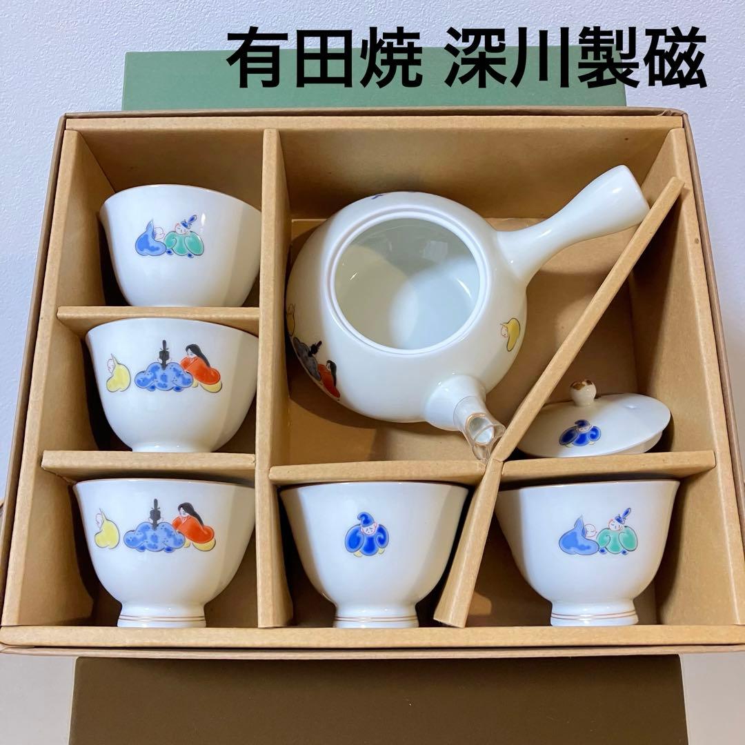 深川製磁 六歌仙 湯呑揃 桐型仙茶揃 宮内庁御用達 5客