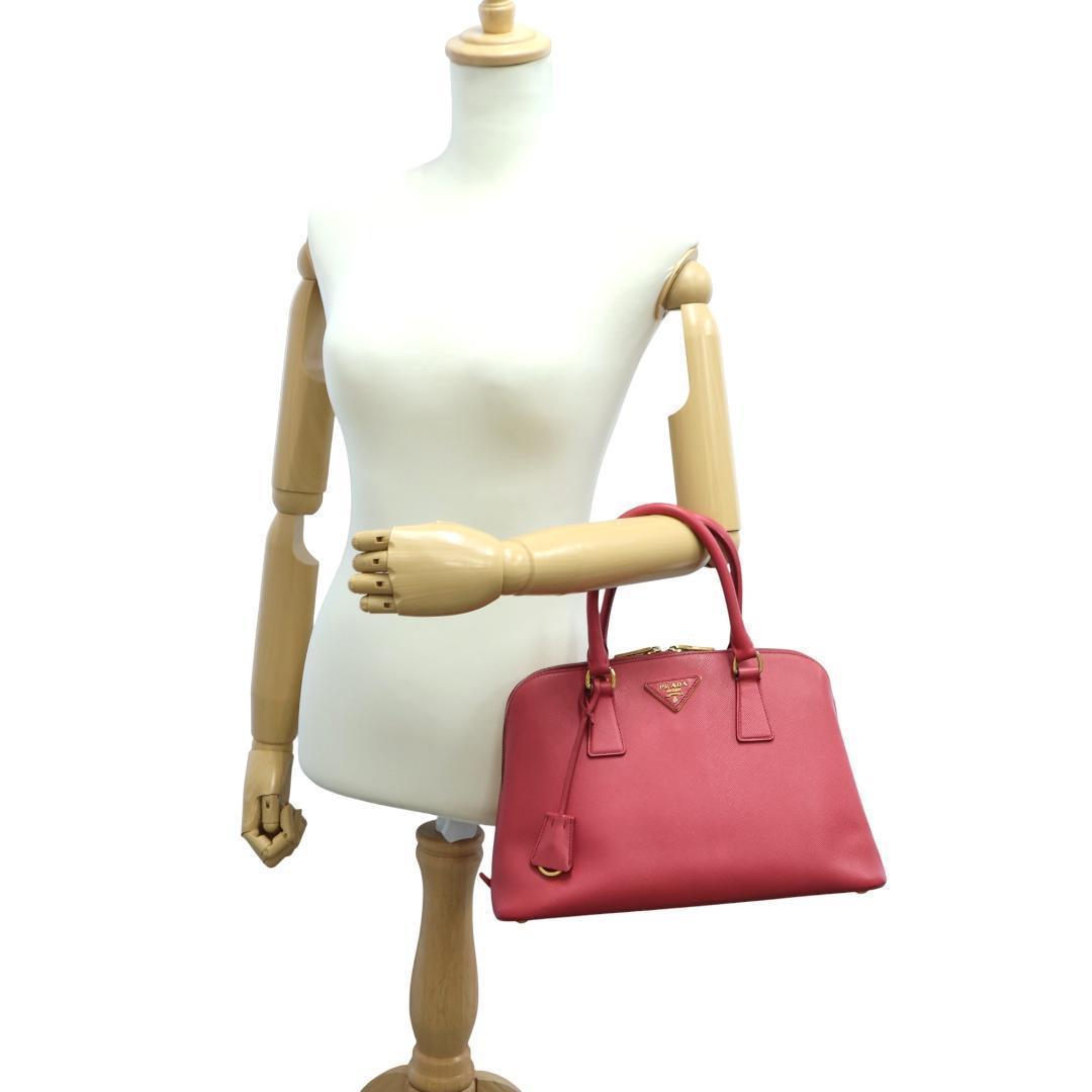 美品 PRADA プラダ 2way ハンドバッグ サフィアーノ レザー ピンク