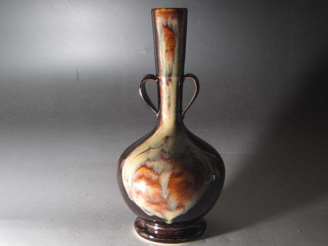 ★　膳所焼　耳付花入　裏千家　十四代　淡々斎の花押がございます★x587