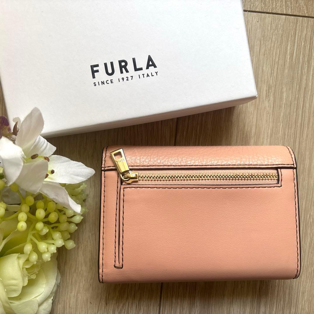 【FURLA】 フルラ 三つ折り財布 コンパクトピンク ベージュ 新品