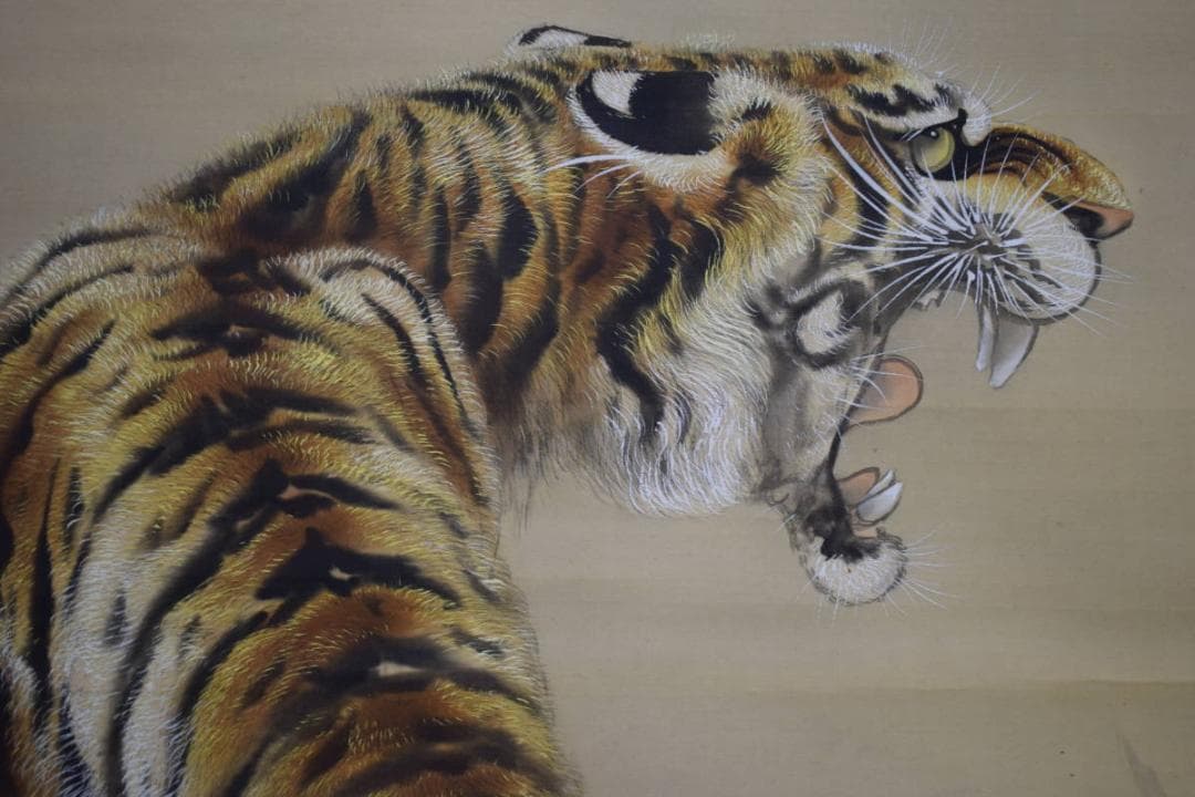 真作/佐々木美山/月下/猛虎図/大幅/布袋屋掛軸HJ-993 真作/佐々木美山/月下/猛虎図/大幅/布袋屋掛軸HJ-993｜