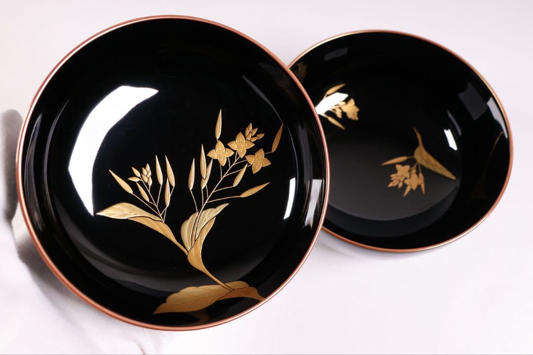 依頼品20客まとめ専用【CM380】輪島塗 草花 絵変わり蒔絵煮物椀 光峯 哲舟