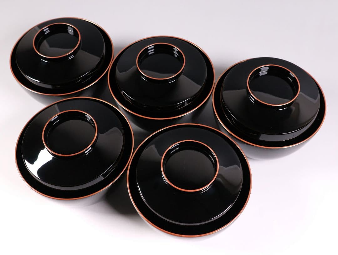 依頼品20客まとめ専用【CM380】輪島塗 草花 絵変わり蒔絵煮物椀 光峯 哲舟