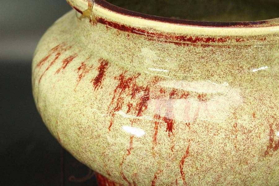 中国美術 窯変釉 時代 火鉢 瓶掛 φ30cm(LC403)