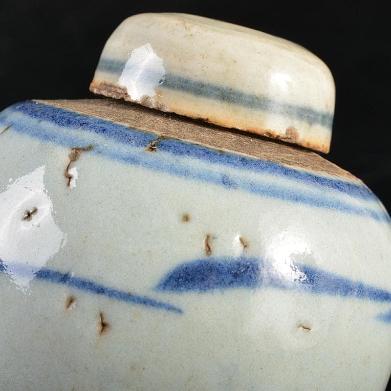 中国 染付 山水文 茶壷 茶心壷 時代箱付 V R5973