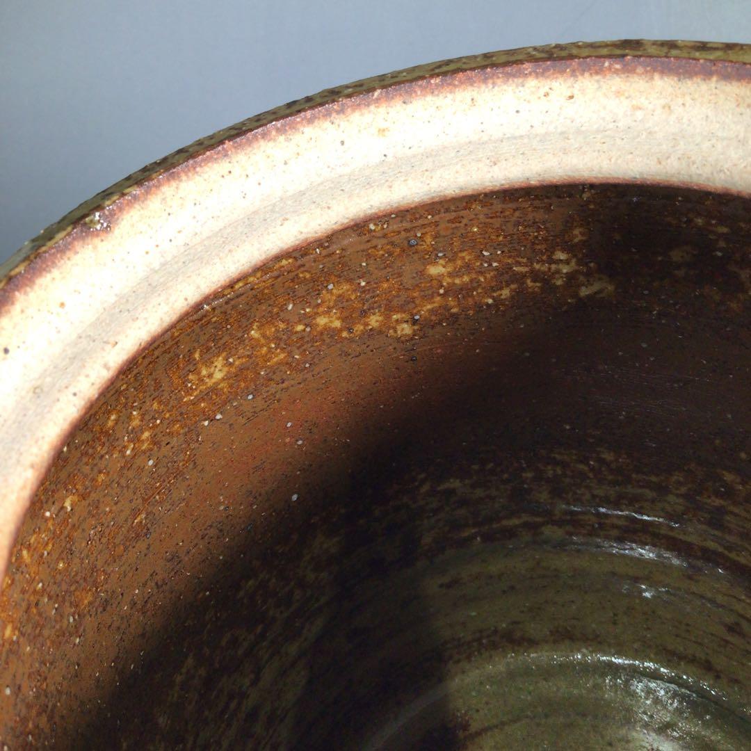 N693 水指 『温品焼』『康寿窯 本多康彦造』『一重口水指』 共