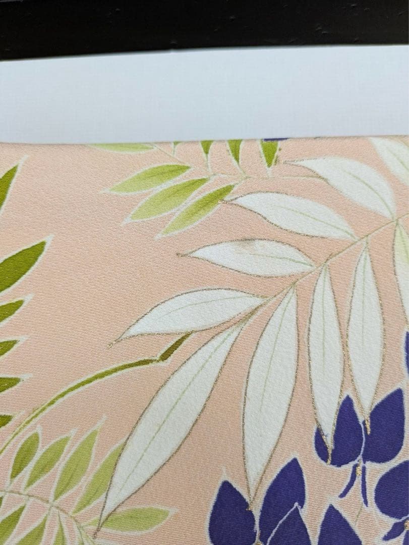 振袖 裄67 作家物 セミアンティーク 一つ紋 青海波に花柄金彩正絹T-3215