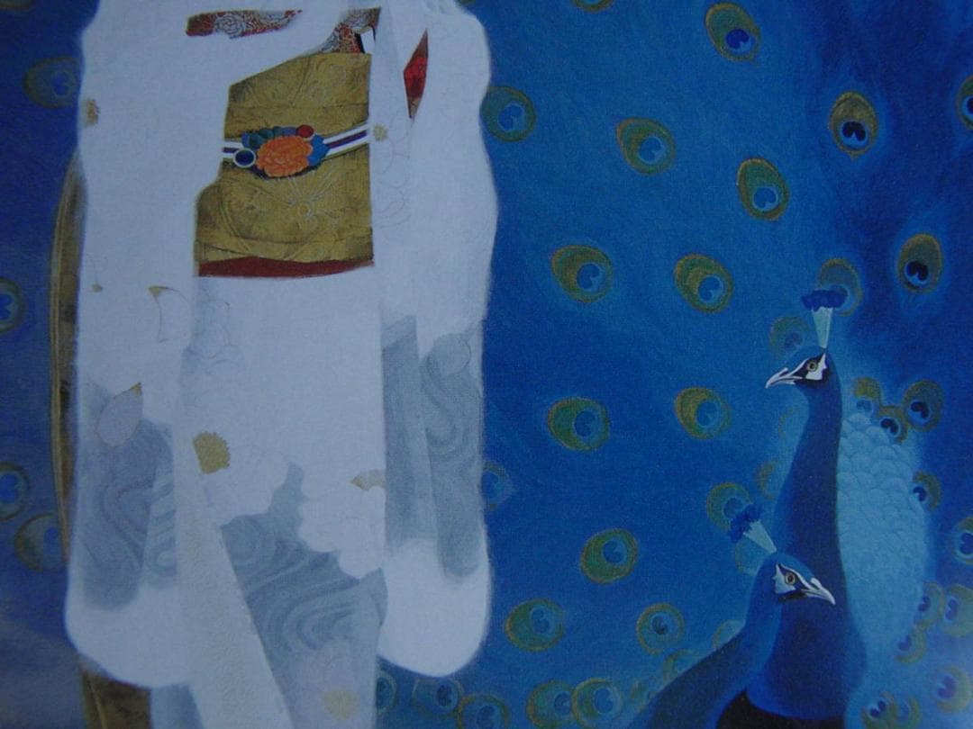 室井東志生、【青曄】、希少な額装用画集より、新品額装付、状態良好