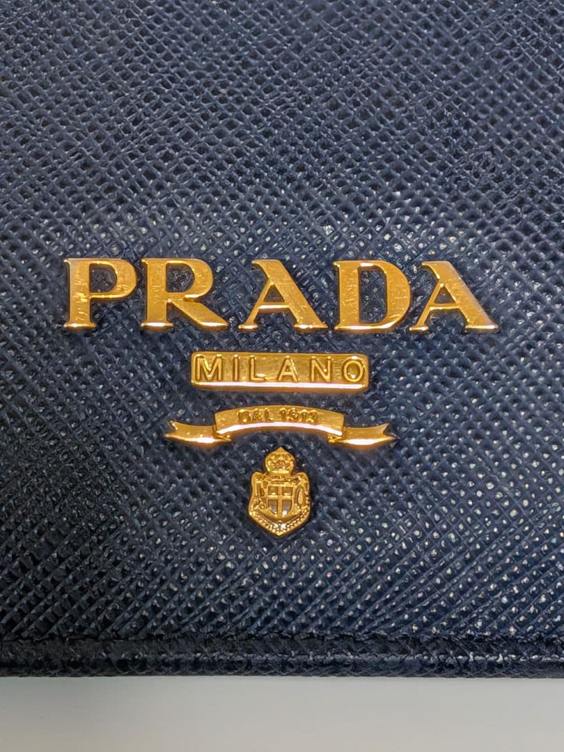 PRADA ネイビー 二つ折り財布 サフィアーノ マルチカラー PRADA プラダ