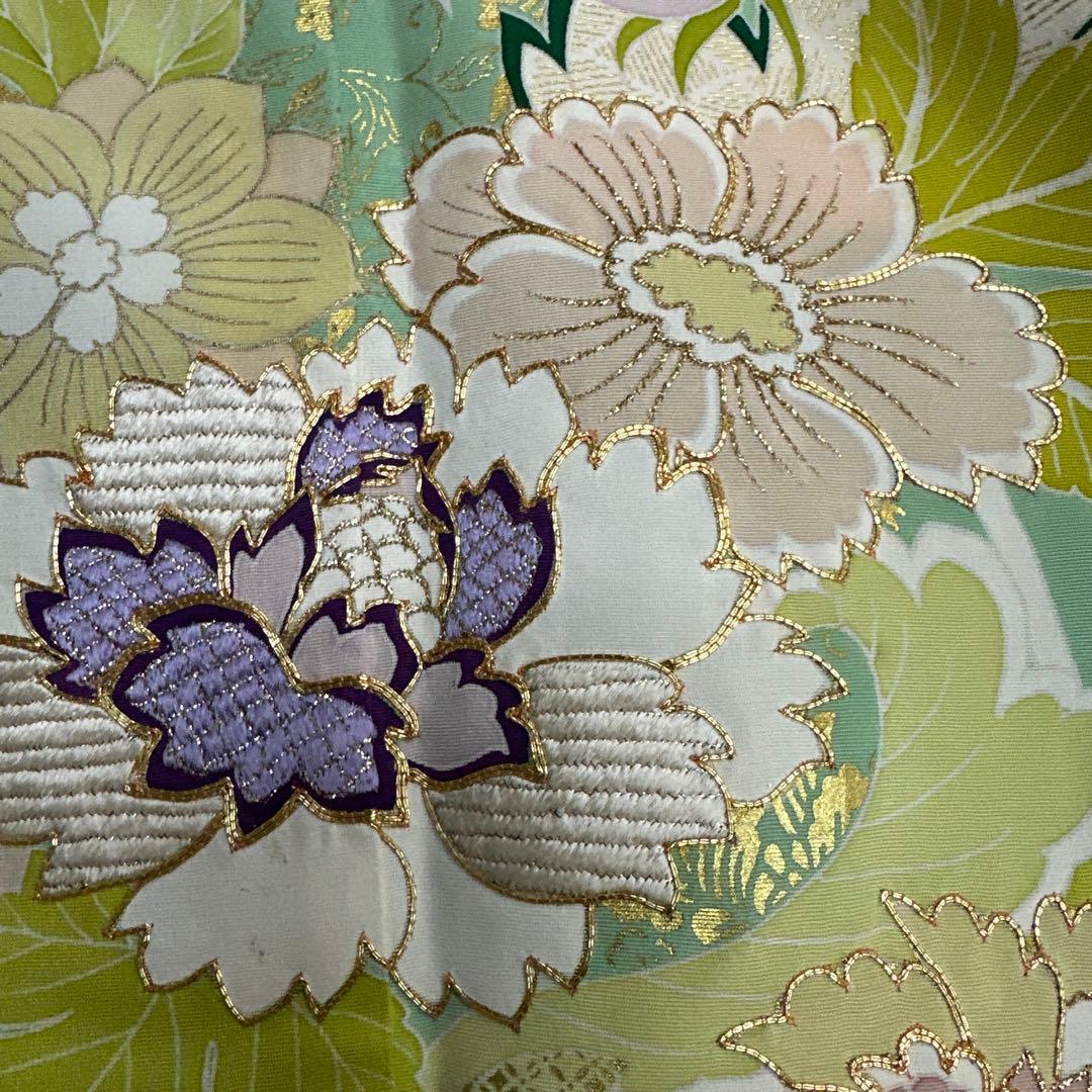 千總 京友禅 華文 グリーン系 刺繍 振袖 千總振袖 2024⁠ ⁠ 伝統的な