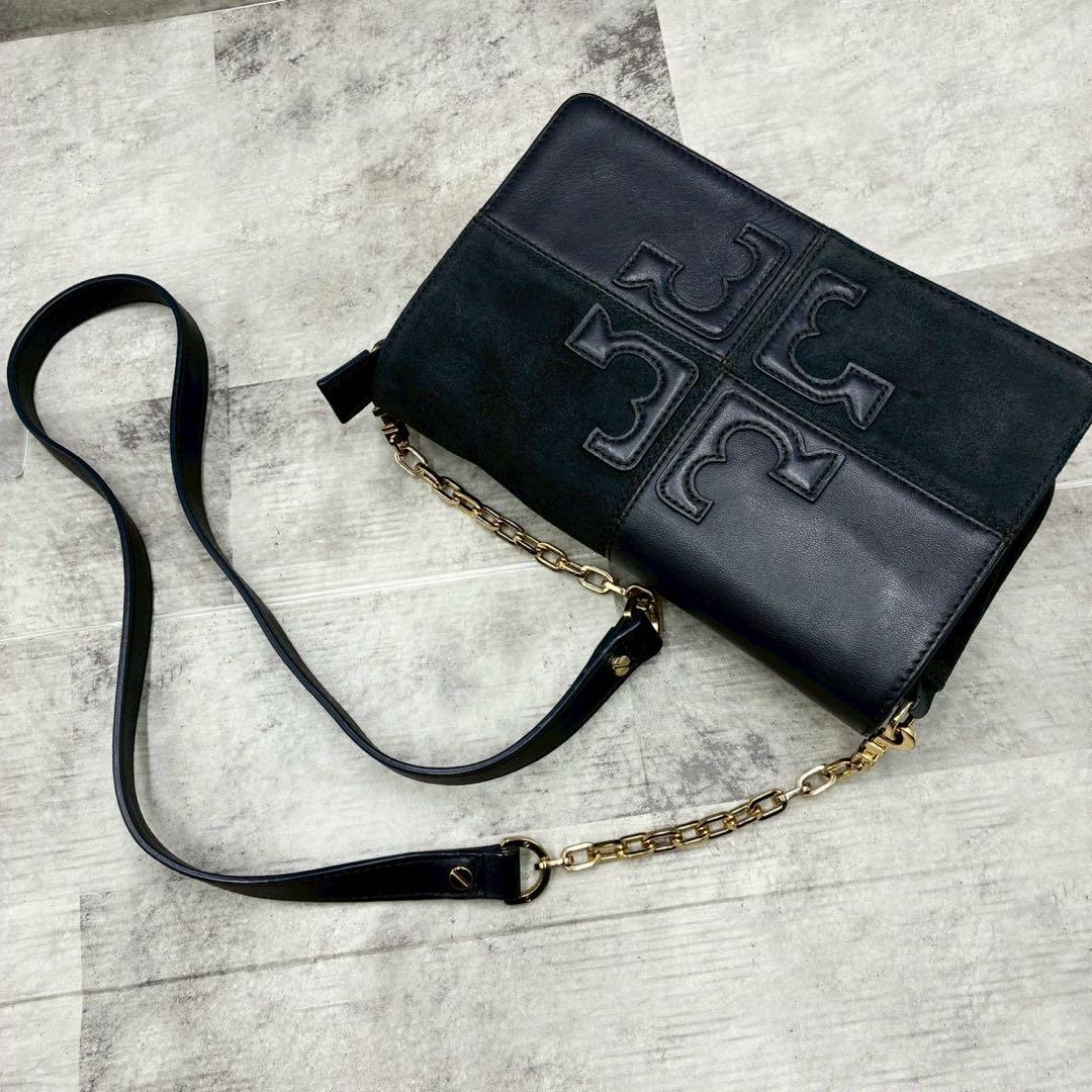 極美品 トリーバーチ エンボス デカロゴ チェーン ショルダーバッグ 斜め掛け