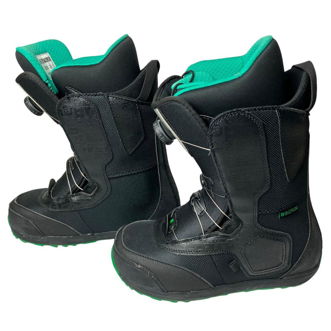 【美品】BUZRUN バズラン スノーボードブーツ ブラック/グリーン 26cm