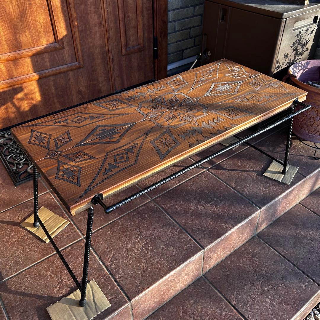 No.548 アイアンローテーブル オルテガテーブル ネイティブ柄