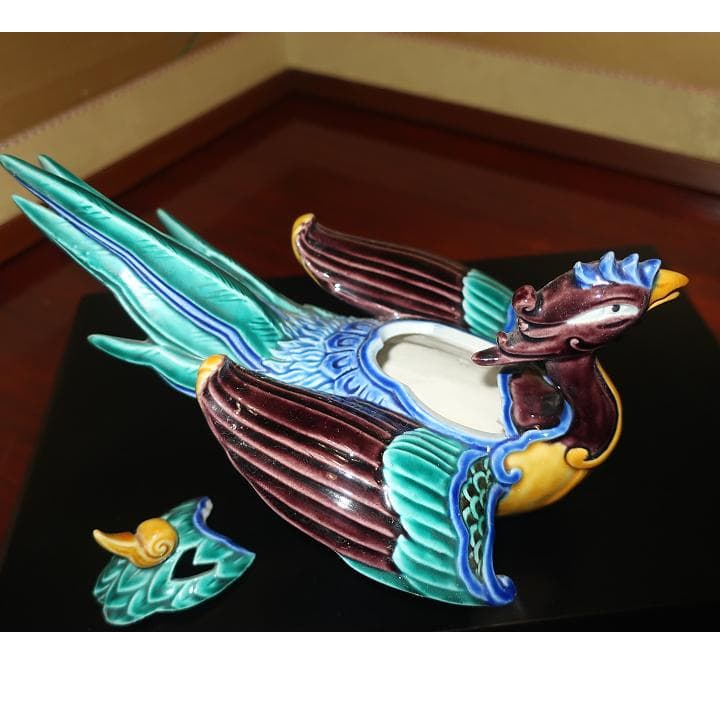茶道具香炉 九谷焼陶芸家　木田弘之　香炉　彩釉瑞鳥