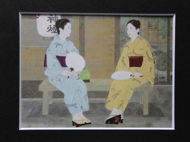 堀泰明、祭囃子、希少な画集より、新品高級額装付、状態良好