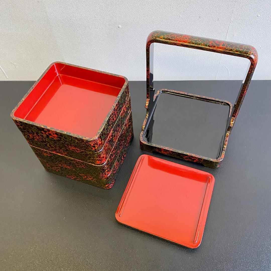 津軽塗 漆器 重箱 5.5手提げ四段 漆塗 天然木 外箱 未使用品