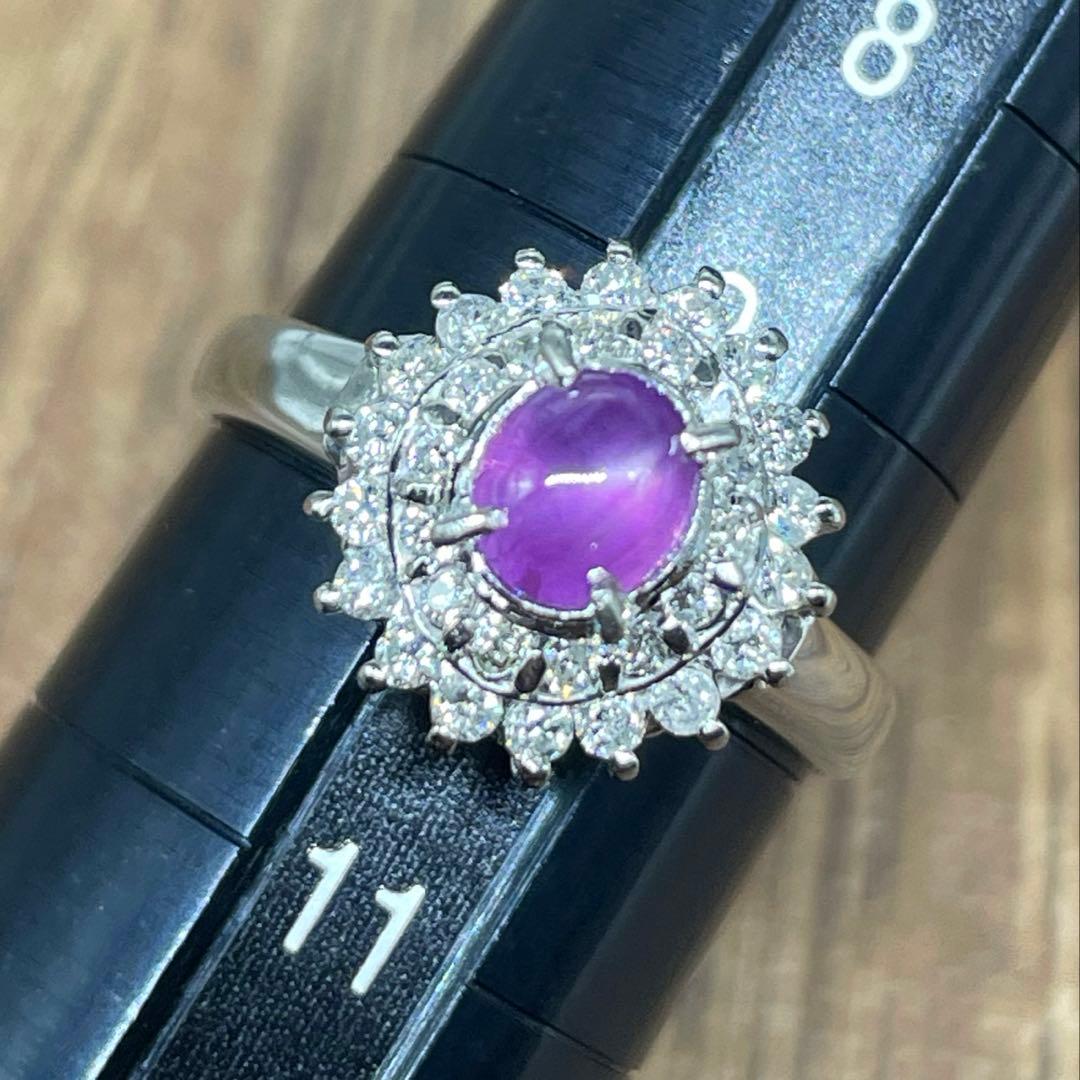 のりくん　pt850 スターサファイア ダイヤモンド　リング