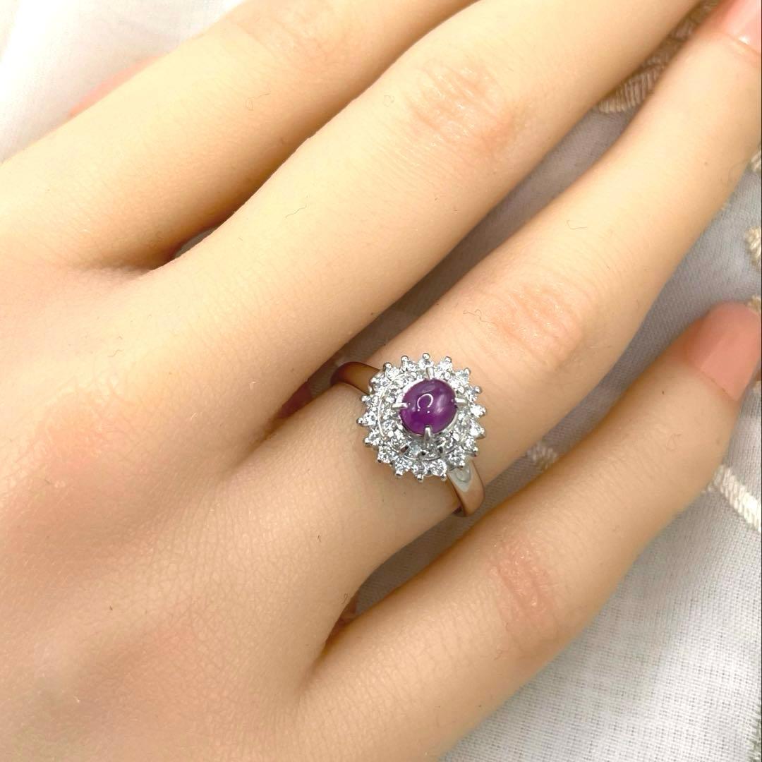 のりくん　pt850 スターサファイア ダイヤモンド　リング