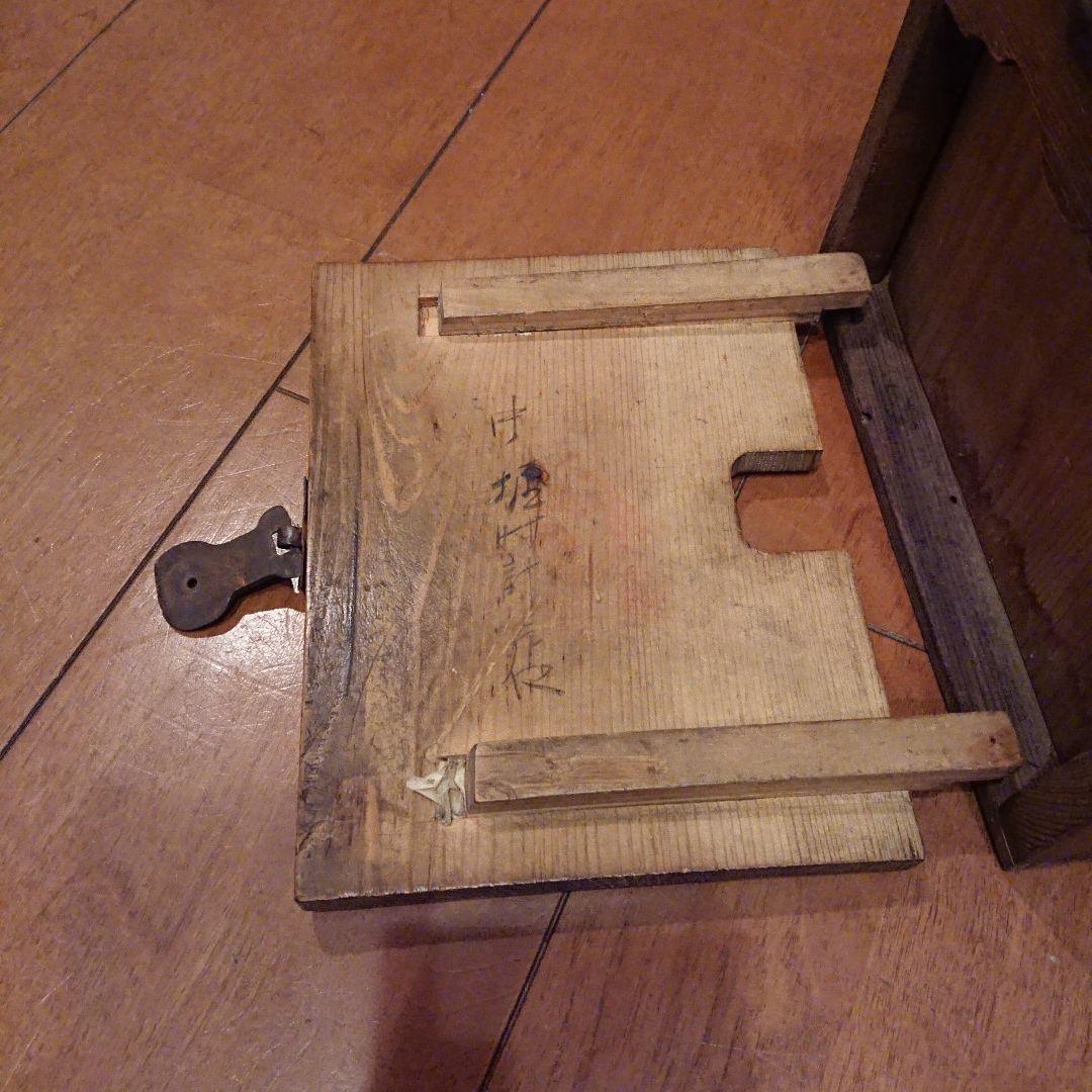 稀少 明治期 欅 銭函 木製 鉄鋲 金庫 古民具 古道具 時代物