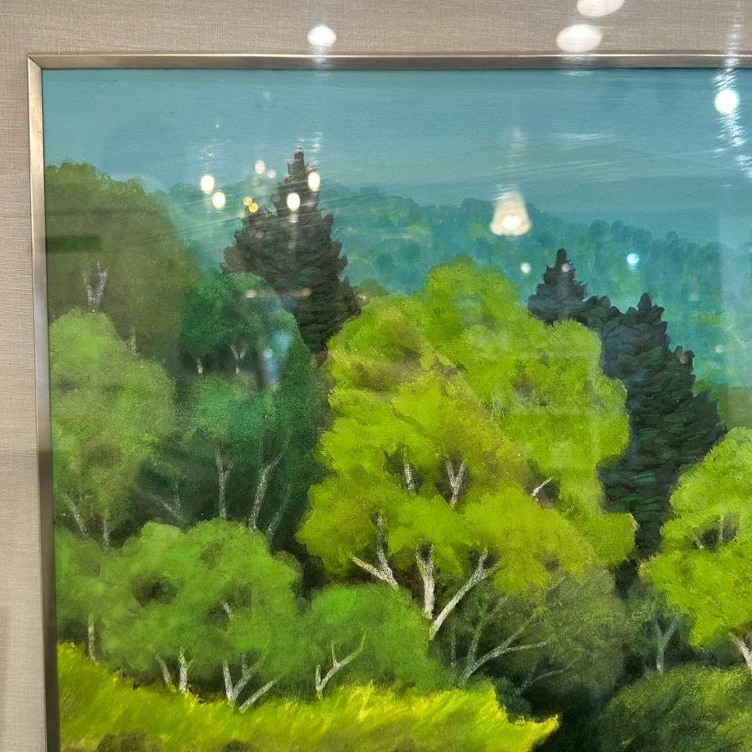 iΦ【真作】箱崎正秋 山湖 共シール 絵画 日本画 10号 肉筆 美術品